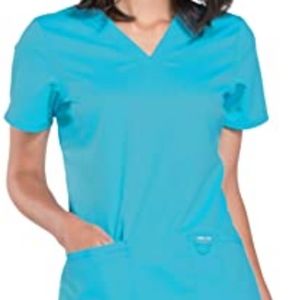 Cherokee Workwear Women's V-Neck, Short Sleeve Scrubs Shirt Size L